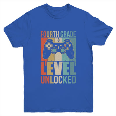 First Day Of 4th Grade Level Unlocked Back To School Kids  Youth Shirt | teecentury