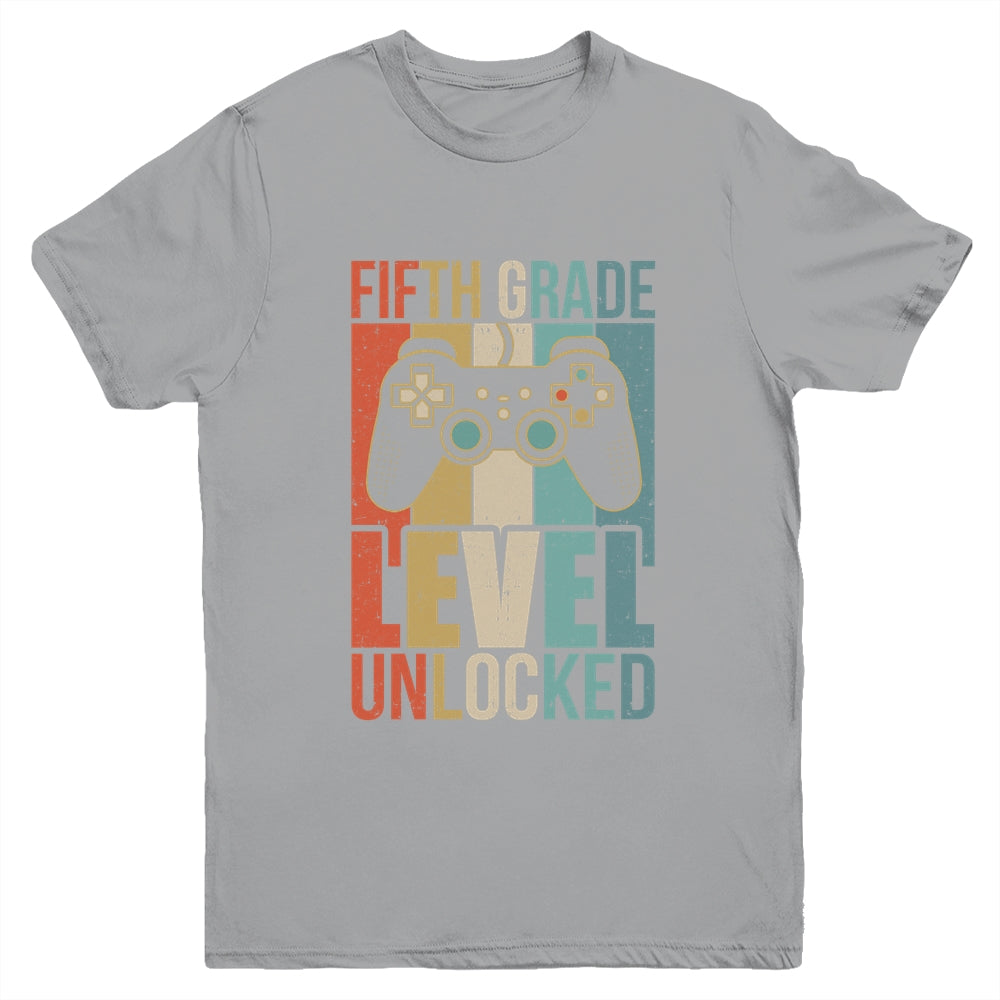 First Day Of 5th Grade Level Unlocked Back To School Kids  Youth Shirt | teecentury
