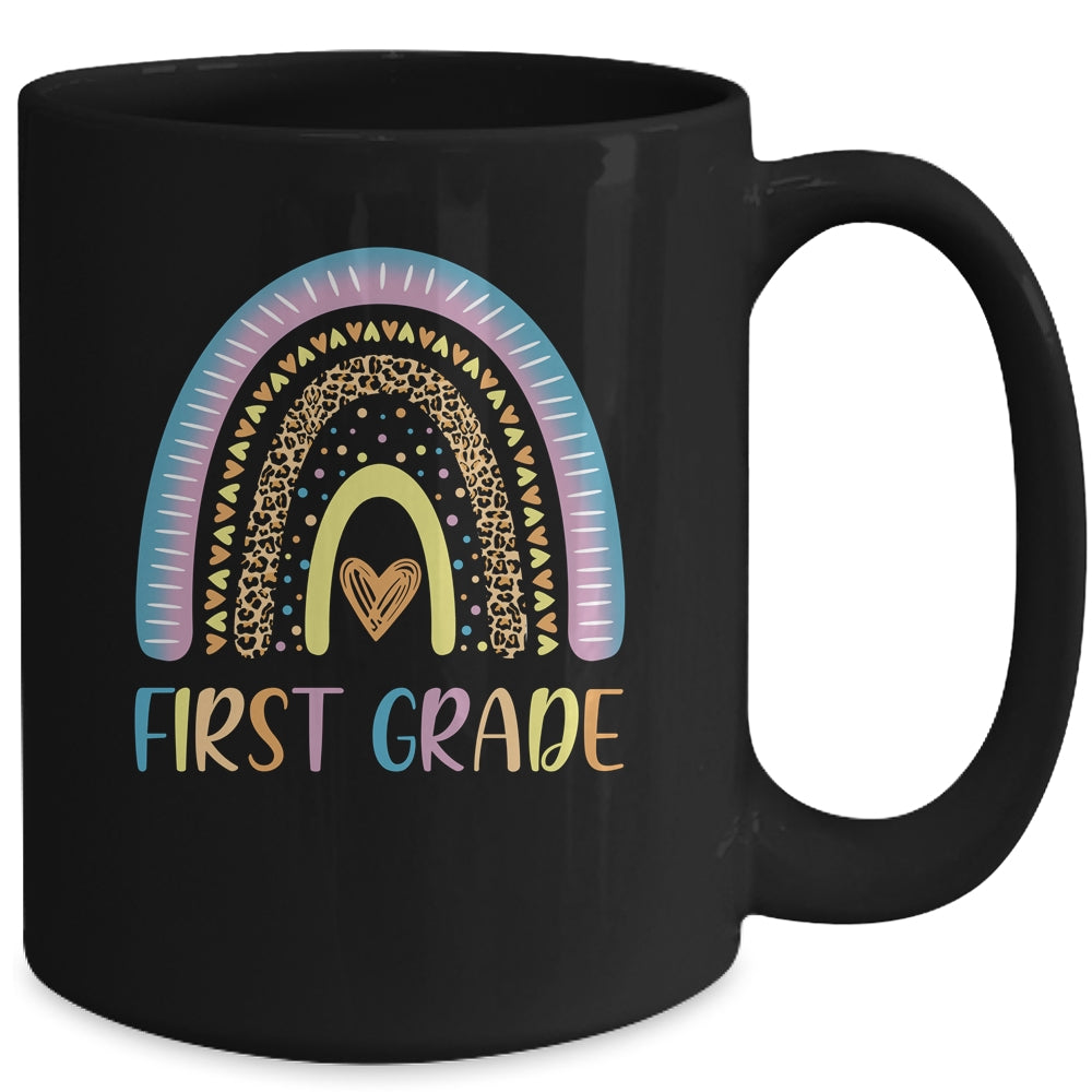 First Grade Rainbow Leopard Girls Teacher Team 1st Grade Mug Coffee Mug | Teecentury.com