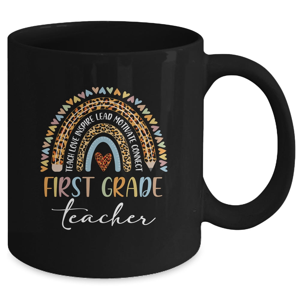 First Grade Teacher Leopard Rainbow Teacher Team 1st Grade Mug Coffee Mug | Teecentury.com