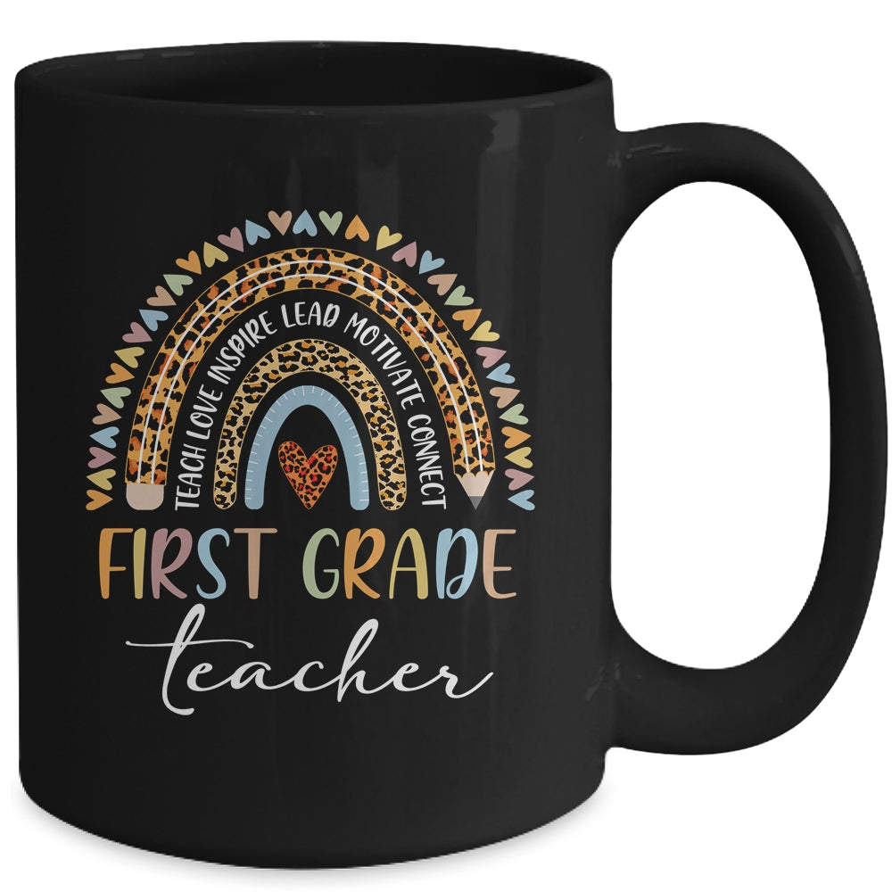 First Grade Teacher Leopard Rainbow Teacher Team 1st Grade Mug Coffee Mug | Teecentury.com