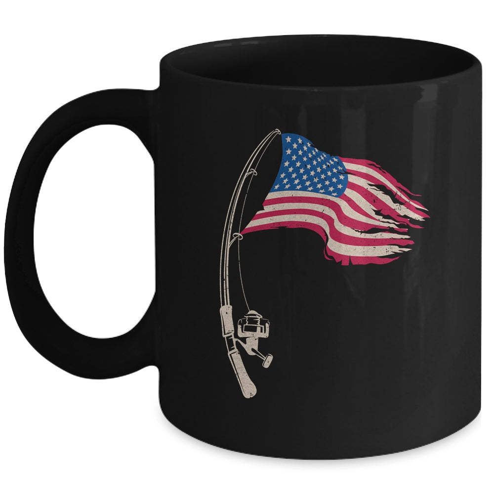 Fishing American Flag Fisherman Patriotic Day 4th Of July Mug | teecentury
