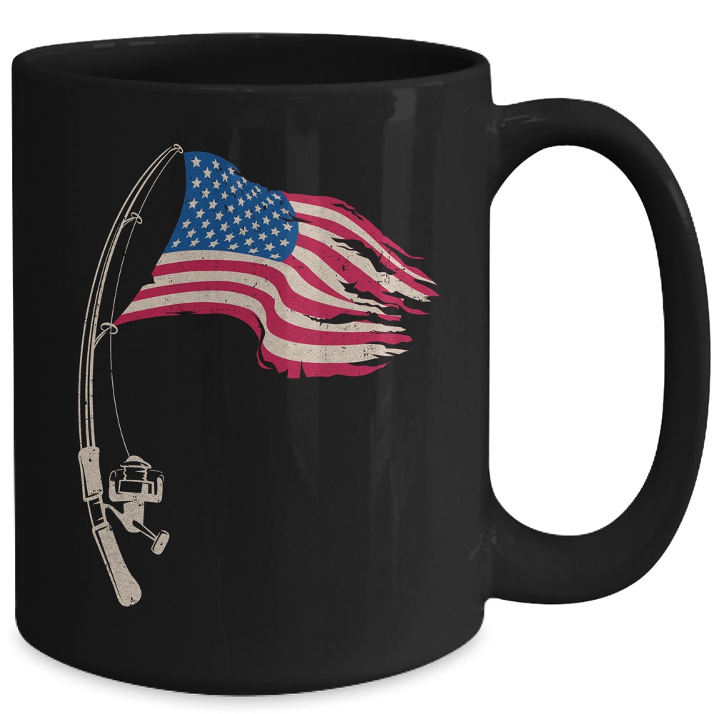 Fishing American Flag Fisherman Patriotic Day 4th Of July Mug | teecentury
