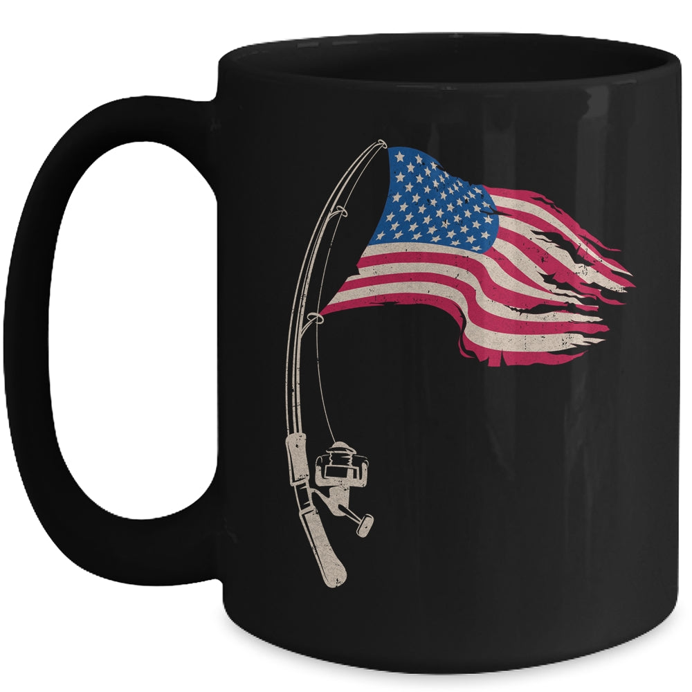 Fishing American Flag Fisherman Patriotic Day 4th Of July Mug | teecentury