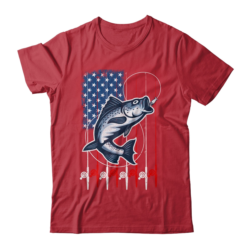 Fishing American Flag Vintage USA Bass Fisherman Shirt & Hoodie | teecentury