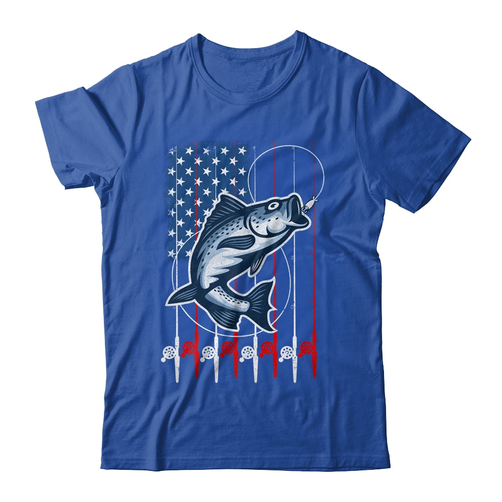 Fishing American Flag Vintage USA Bass Fisherman Shirt & Hoodie | teecentury