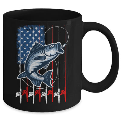 Fishing American Flag Vintage USA Bass Fisherman Mug | teecentury