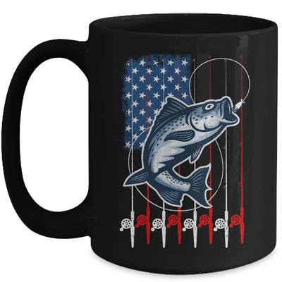 Fishing American Flag Vintage USA Bass Fisherman Mug | teecentury
