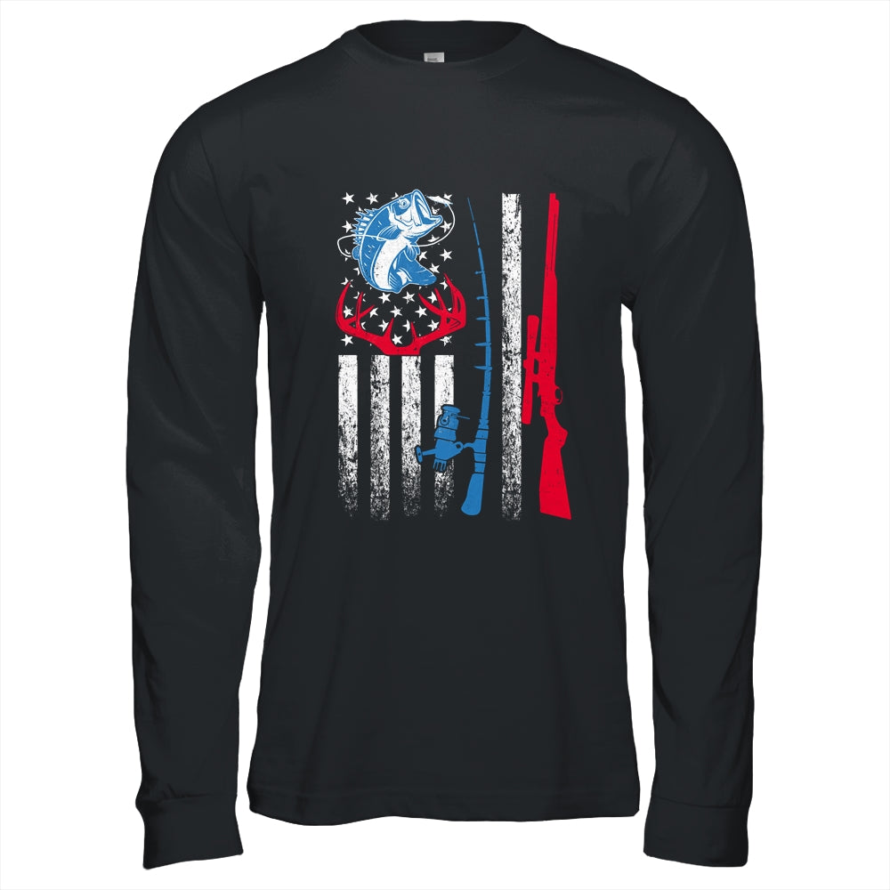 Fishing And Deer Hunting American Flag Shirt For Hunter T-Shirt & Hoodie | Teecentury.com