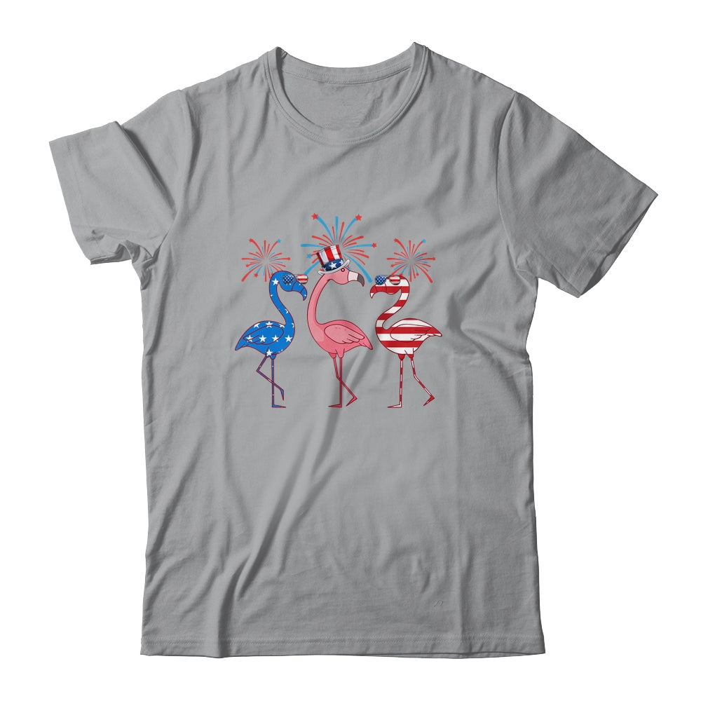 Flamingo American Flag Shadow The 4th July 2022 Funny T-Shirt & Tank Top | Teecentury.com