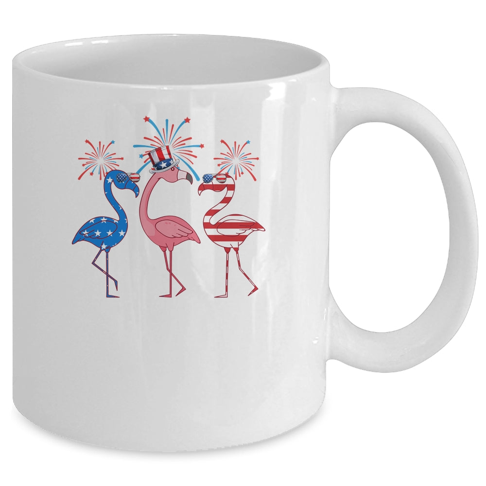 Flamingo American Flag Shadow The 4th July 2022 Funny Mug Coffee Mug | Teecentury.com