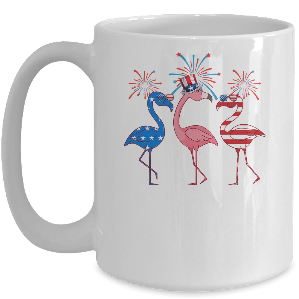 Flamingo American Flag Shadow The 4th July 2022 Funny Mug Coffee Mug | Teecentury.com
