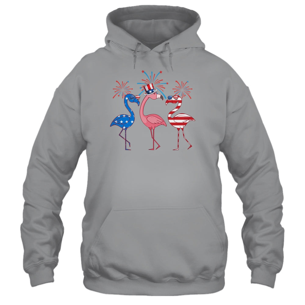 Flamingo American Flag Shadow The 4th July 2022 Funny T-Shirt & Tank Top | Teecentury.com