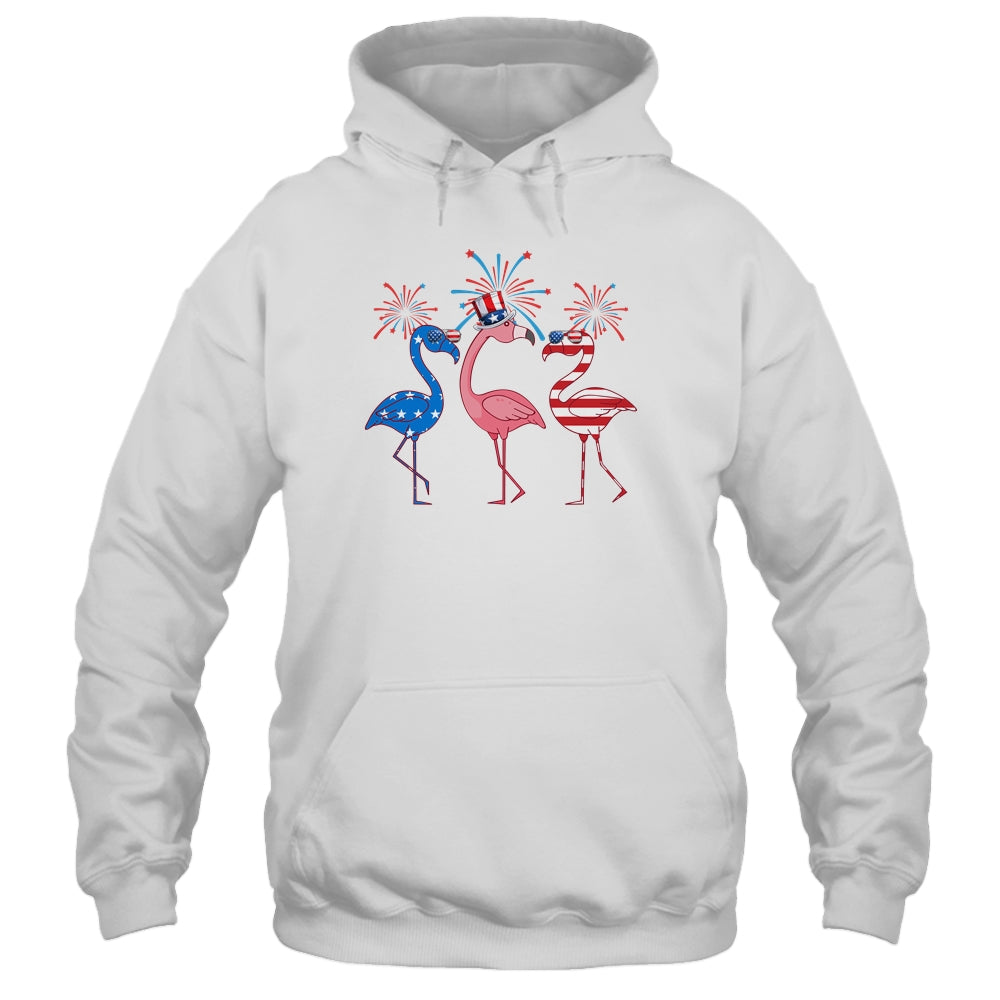 Flamingo American Flag Shadow The 4th July 2022 Funny T-Shirt & Tank Top | Teecentury.com