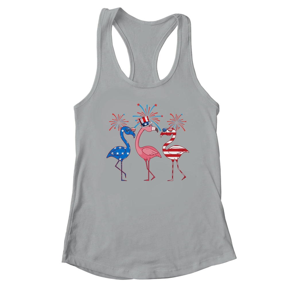 Flamingo American Flag Shadow The 4th July 2022 Funny T-Shirt & Tank Top | Teecentury.com