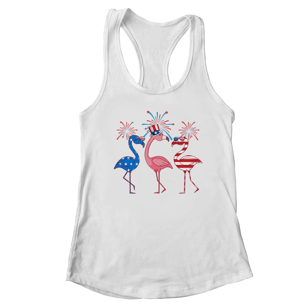 Flamingo American Flag Shadow The 4th July 2022 Funny T-Shirt & Tank Top | Teecentury.com