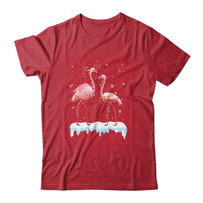Flamingo Christmas Tree Santa Hat Light T-Shirt & Sweatshirt | Teecentury.com