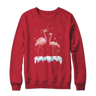 Flamingo Christmas Tree Santa Hat Light T-Shirt & Sweatshirt | Teecentury.com