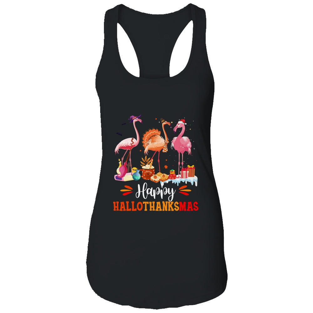 Flamingo Halloween Merry Christmas Happy Hallothanksmas T-Shirt & Tank Top | Teecentury.com