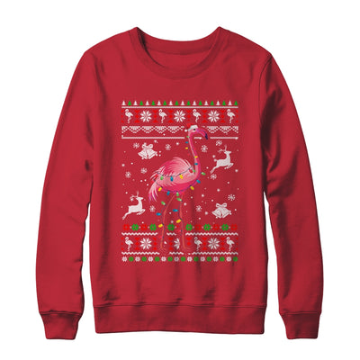 Flamingo Xmas Lights Ugly Christmas Women Teens Girls T-Shirt & Sweatshirt | Teecentury.com