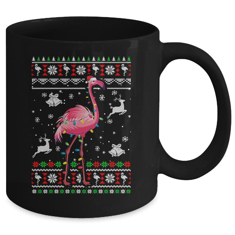 Flamingo Xmas Lights Ugly Christmas Women Teens Girls Mug Coffee Mug | Teecentury.com