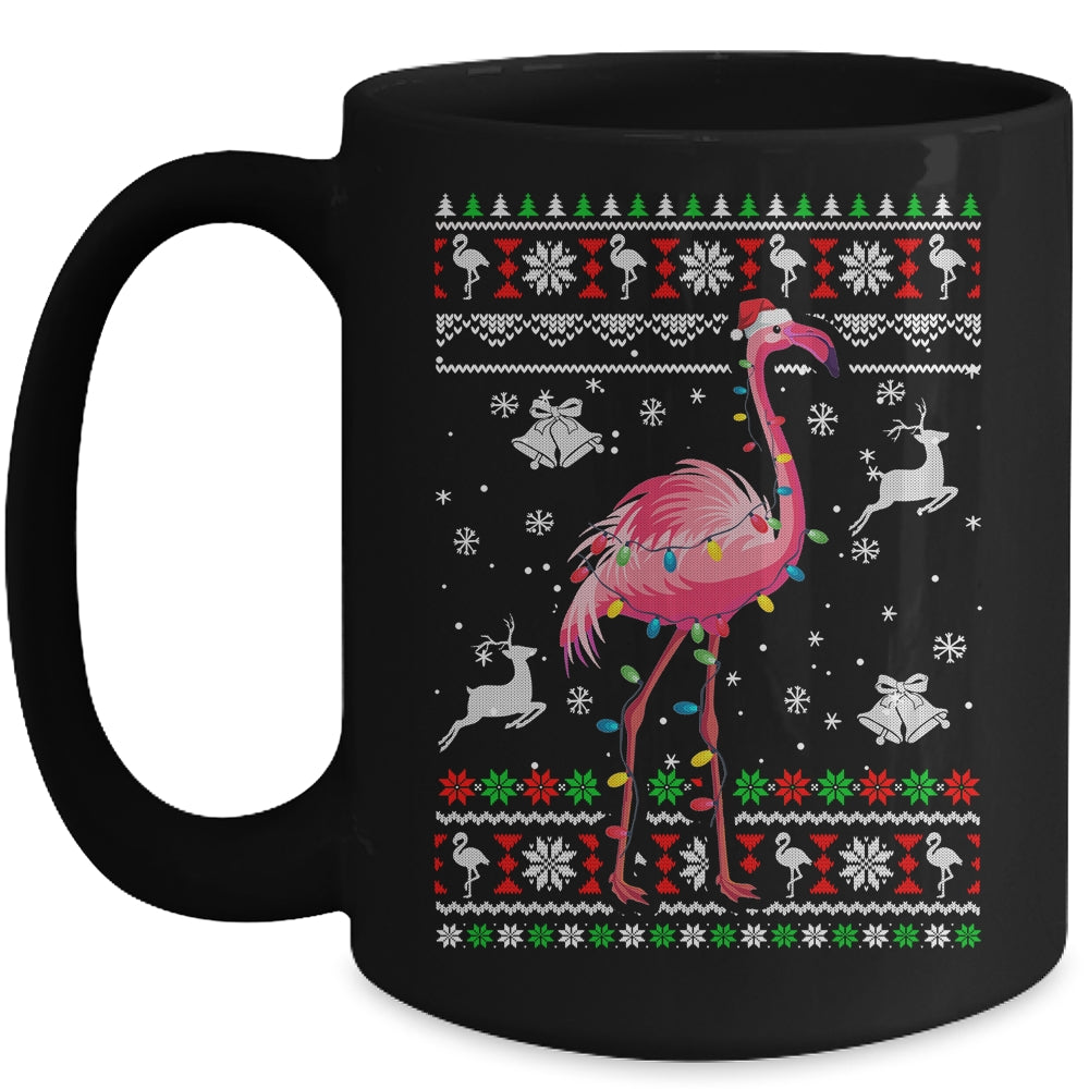 Flamingo Xmas Lights Ugly Christmas Women Teens Girls Mug Coffee Mug | Teecentury.com
