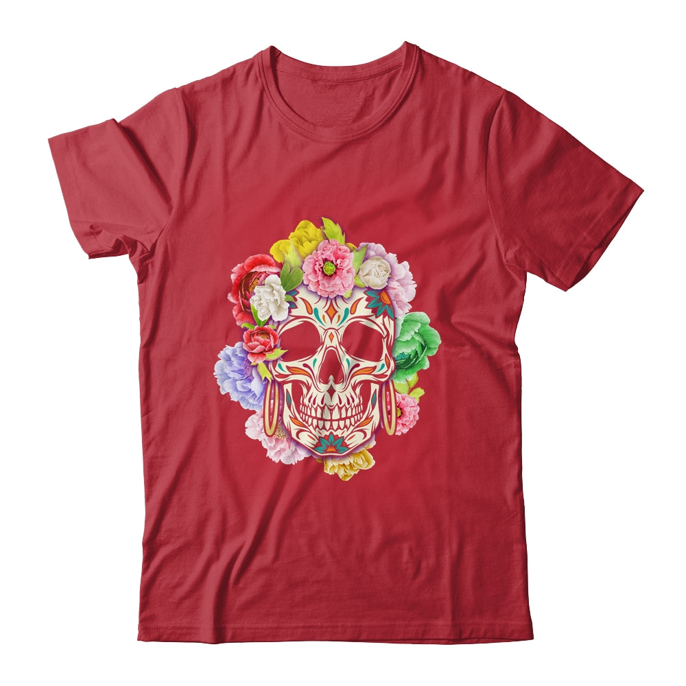 Floral Sugar Skull Day Of The Dead Dia De Muertos Women Shirt & Hoodie | teecentury