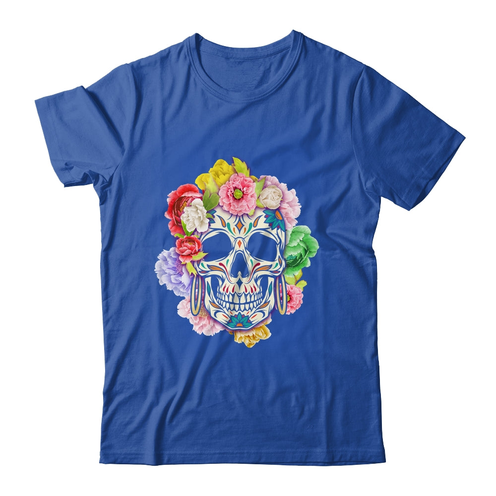 Floral Sugar Skull Day Of The Dead Dia De Muertos Women Shirt & Hoodie | teecentury