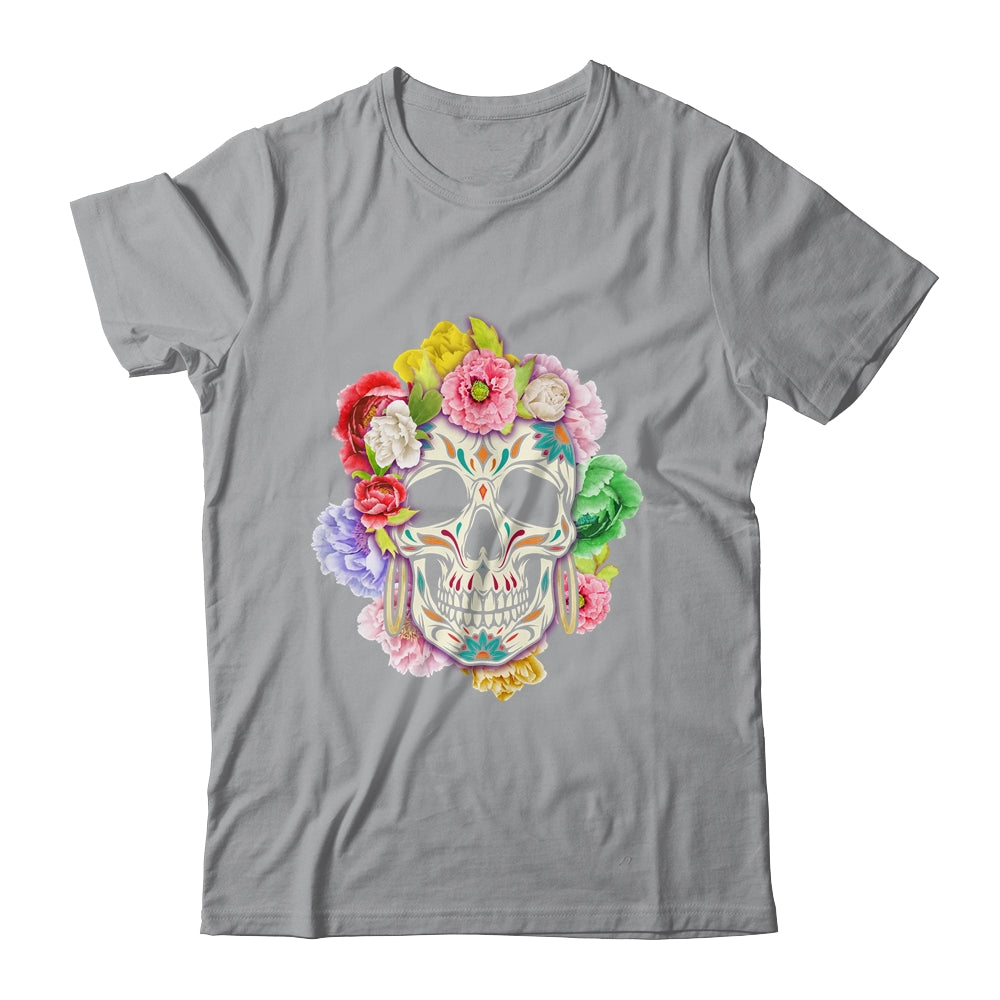 Floral Sugar Skull Day Of The Dead Dia De Muertos Women Shirt & Hoodie | teecentury