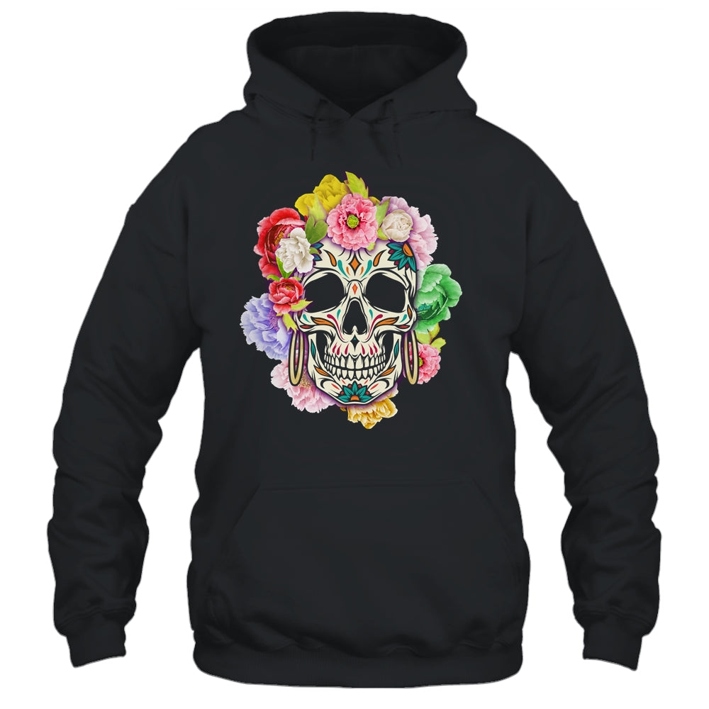 Floral Sugar Skull Day Of The Dead Dia De Muertos Women Shirt & Hoodie | teecentury
