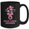 Flower Groovy Pink Ribbon Breast Cancer Awareness Month Mug | teecentury