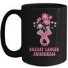 Flower Groovy Pink Ribbon Breast Cancer Awareness Month Mug | teecentury