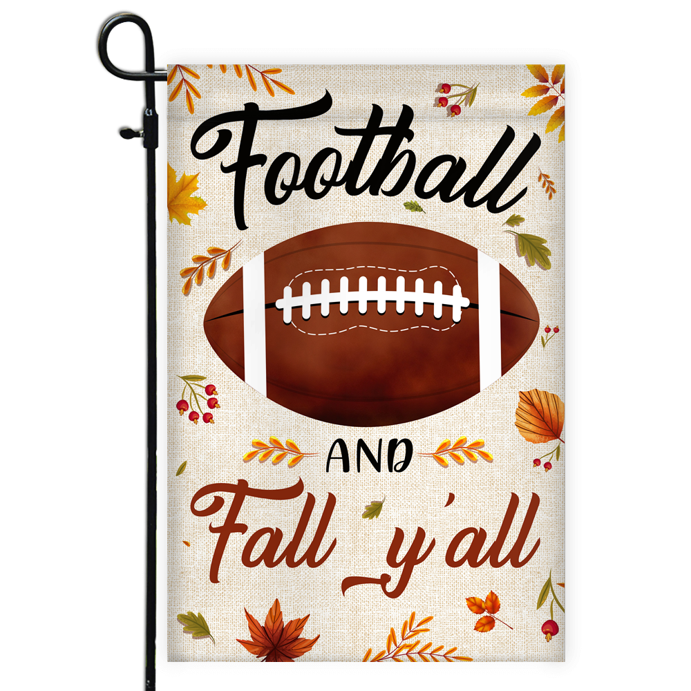 Football And Fall Y'all Flag Thanksgiving Seasonal Holiday Flag | Teecentury.com