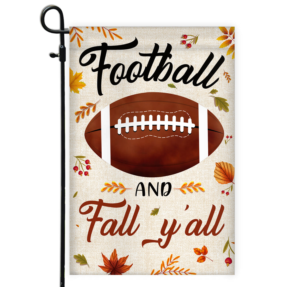 Football And Fall Y'all Flag Thanksgiving Seasonal Holiday Flag | Teecentury.com
