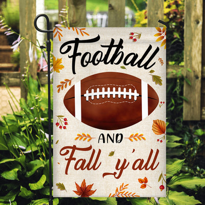 Football And Fall Y'all Flag Thanksgiving Seasonal Holiday Flag | Teecentury.com