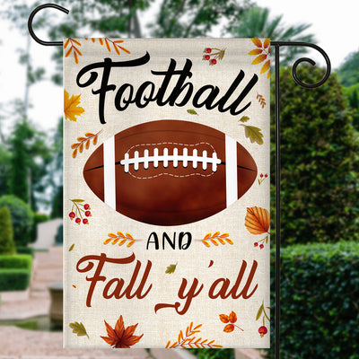 Football And Fall Y'all Flag Thanksgiving Seasonal Holiday Flag | Teecentury.com