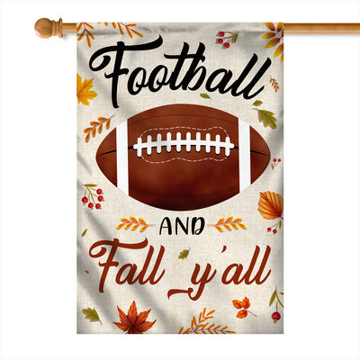 Football And Fall Y'all Flag Thanksgiving Seasonal Holiday Flag | Teecentury.com