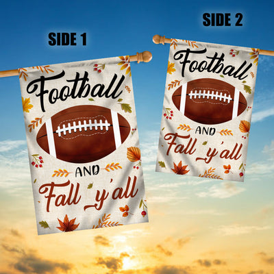 Football And Fall Y'all Flag Thanksgiving Seasonal Holiday Flag | Teecentury.com