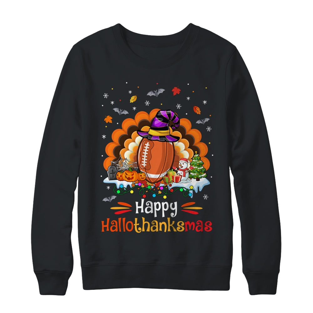 Football Halloween Christmas Thanksgiving Hallothanksmas Shirt & Sweatshirt | teecentury