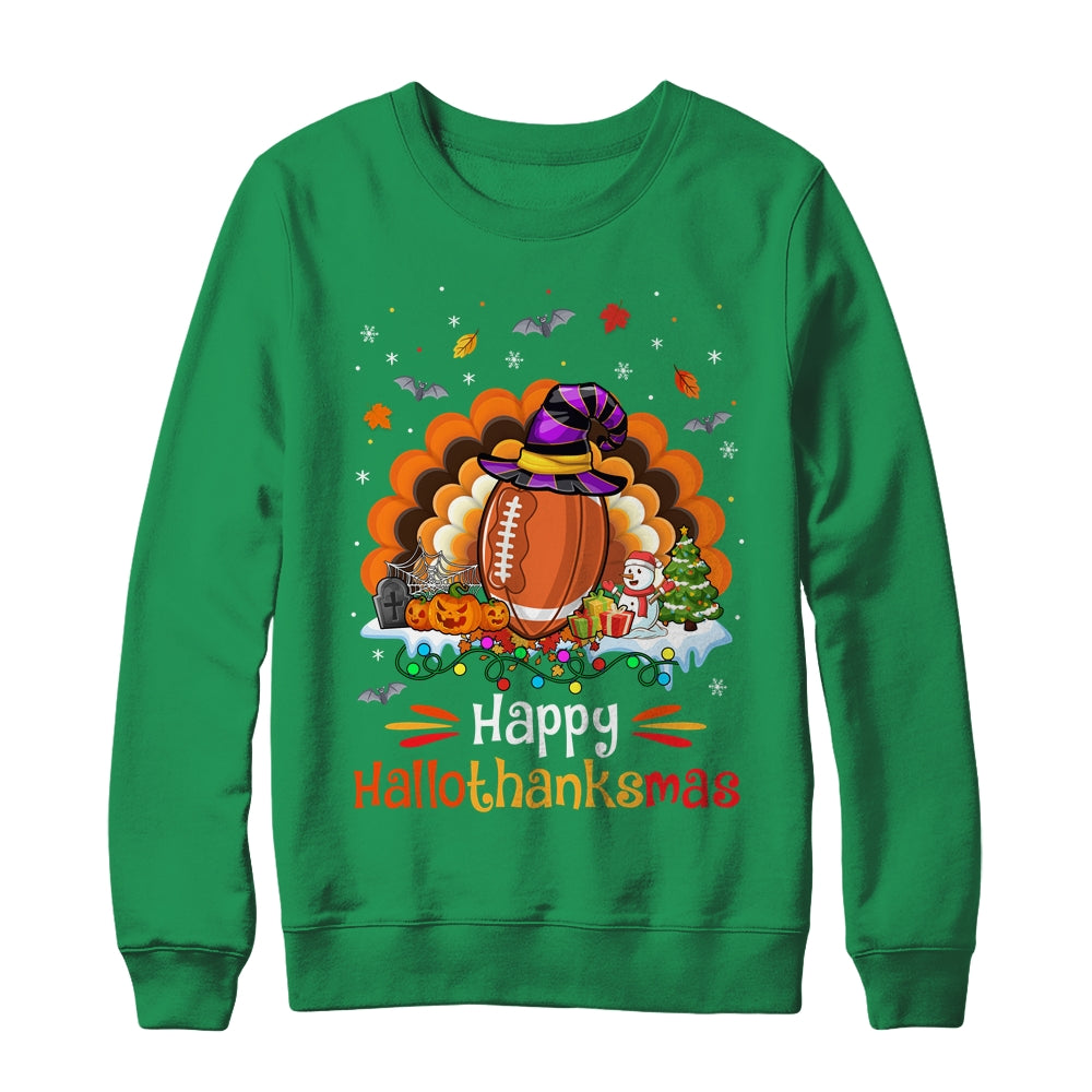Football Halloween Christmas Thanksgiving Hallothanksmas Shirt & Sweatshirt | teecentury