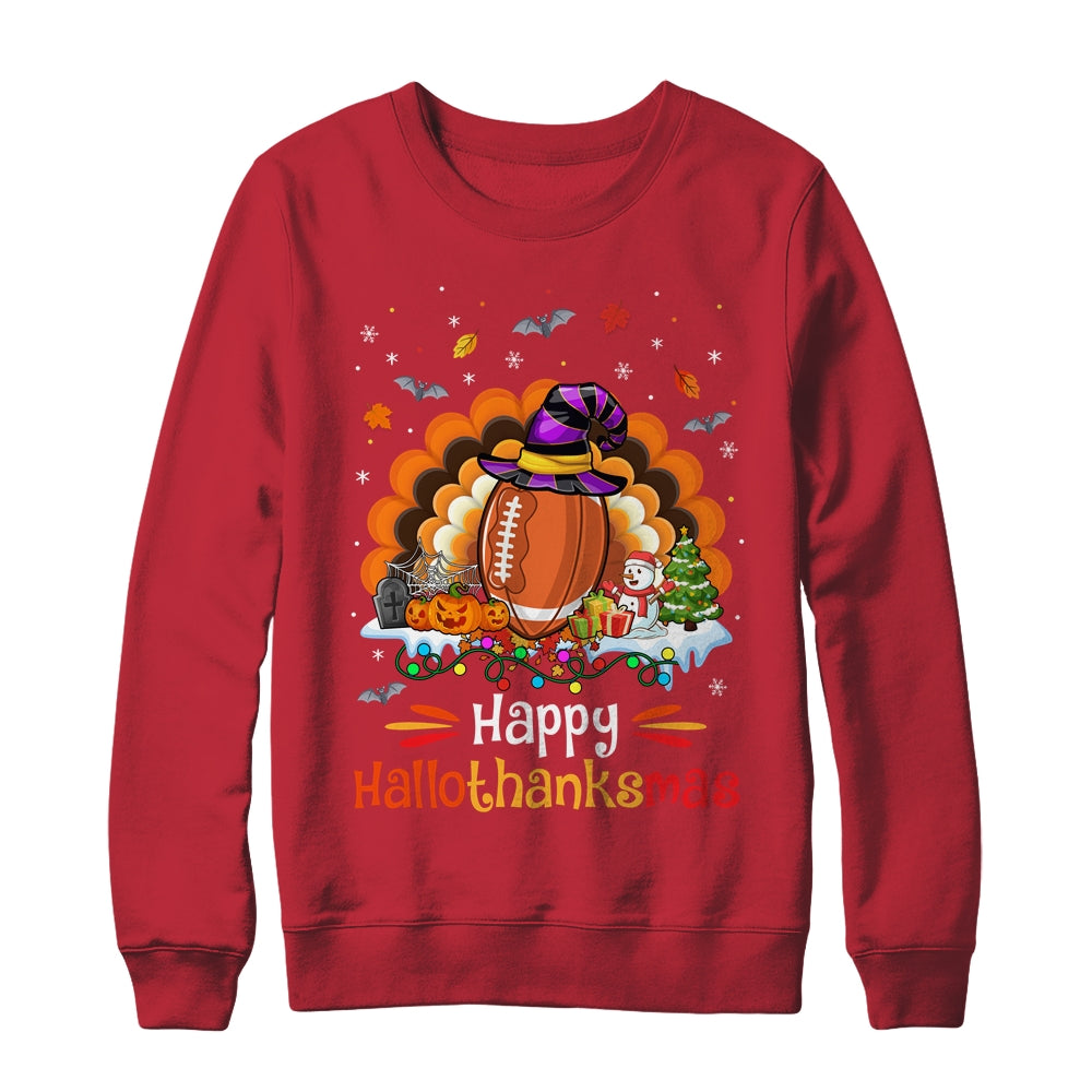 Football Halloween Christmas Thanksgiving Hallothanksmas Shirt & Sweatshirt | teecentury