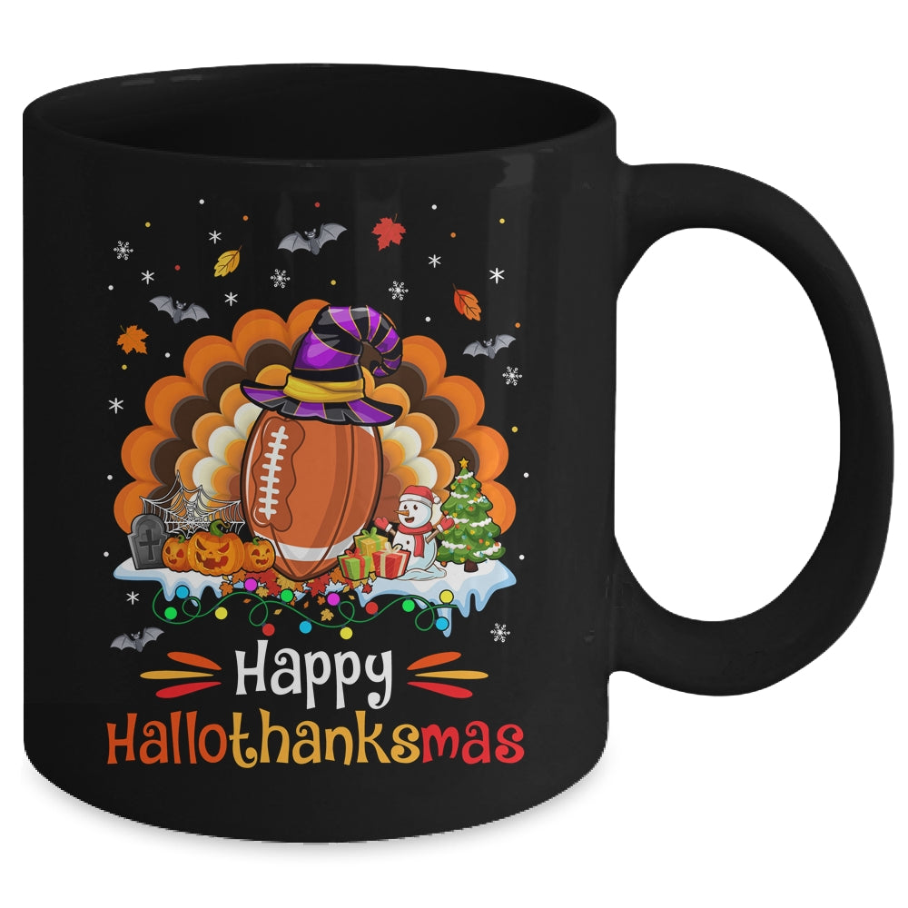 Football Halloween Christmas Thanksgiving Hallothanksmas Mug | teecentury