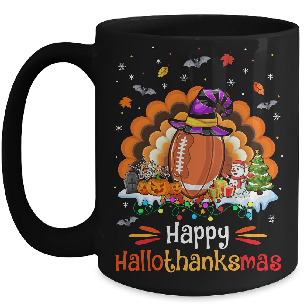 Football Halloween Christmas Thanksgiving Hallothanksmas Mug | teecentury