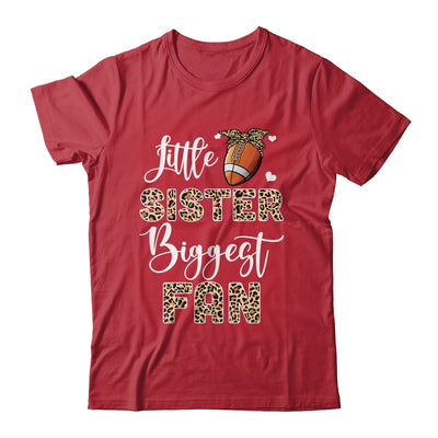 Football Little Sister Biggest Fan Football Sister Leopard Shirt & Tank Top | teecentury