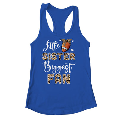 Football Little Sister Biggest Fan Football Sister Leopard Shirt & Tank Top | teecentury