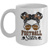 Football Sister Vintage Leopard Messy Bun Funny Football Mug | teecentury