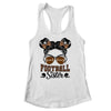 Football Sister Vintage Leopard Messy Bun Funny Football Shirt & Tank Top | teecentury