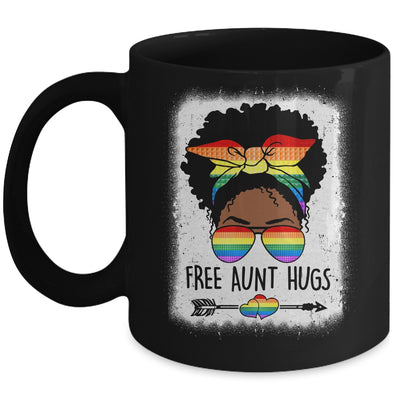 Free Aunt Hugs Messy Bun LGBTQ LGBT Pride Month Black Women Mug | teecentury