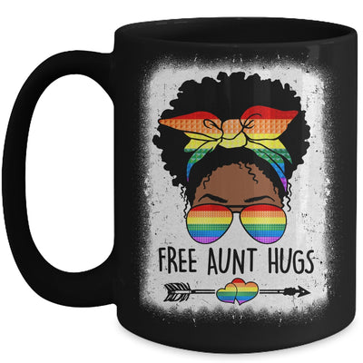 Free Aunt Hugs Messy Bun LGBTQ LGBT Pride Month Black Women Mug | teecentury