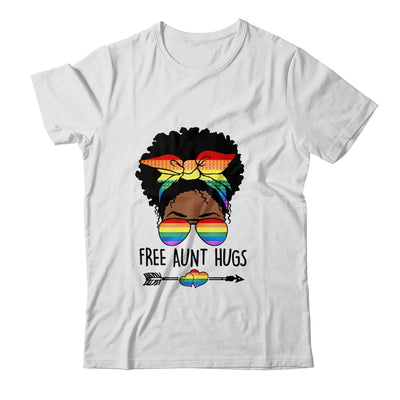 Free Aunt Hugs Messy Bun LGBT Pride Month LGBTQ Black Women Shirt & Tank Top | teecentury